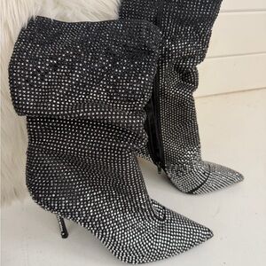 Brand new never worn sparkle crystal bootie 8.5 Black and Silver Women's Boots